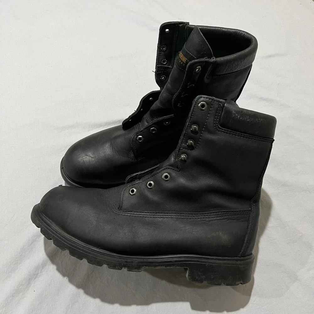 Wolverine Mens Black Leather Waterproof Steel Toe ASTM Work Boots Size 13 Wide